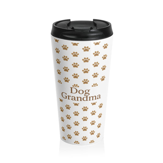 Dog Grandma Stainless Steel Travel Mug – Paw Print Coffee Tumbler Gift for Dog Lovers